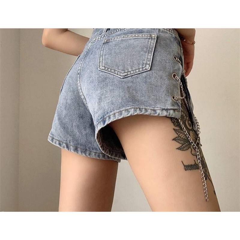 Quần Short Jean Lưng Cao Plus Size Cho Nữ