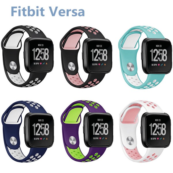 Quai đeo đồng hồ thông minh silicon thiết kế lưới thoáng mát thể thao cho đồng hồ Fitbit Versa