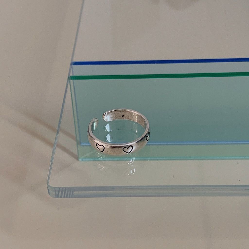 Nhẫn Hình Trái Tim Đơn Giản Phong Cách Hip Hop Hàn Quốc Có Thể Điều Chỉnh