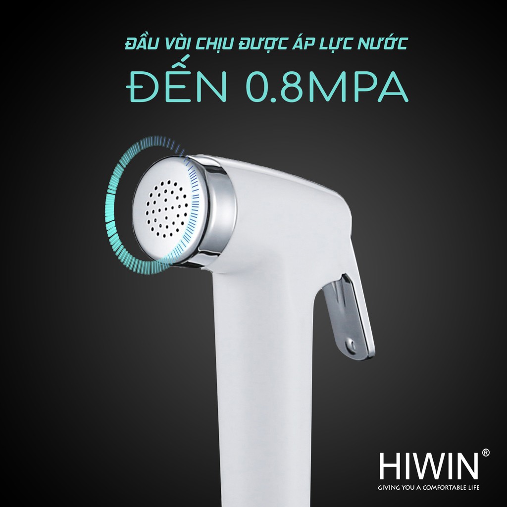 Vòi xịt vệ sinh chất liệu nhựa ABS trắng sứ cao cấp đa năng Hiwin PJF-401
