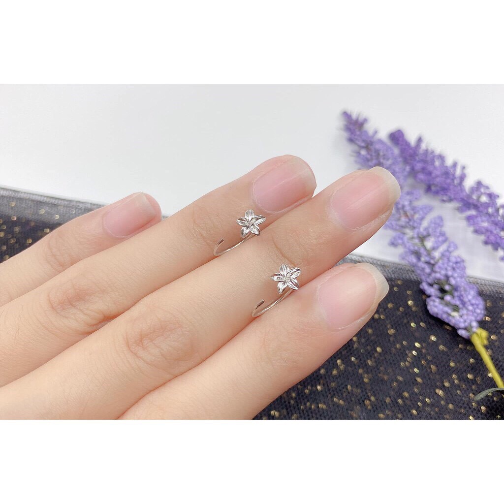 Bông tai nữ bạc thật hoa cài nhỏ xinh LINH MIU SILVER