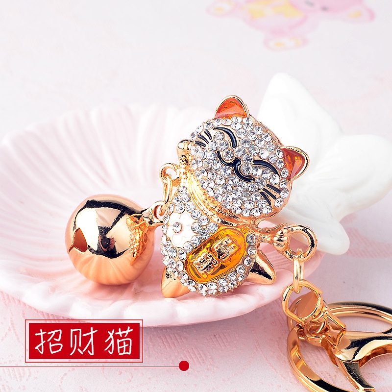 Móc Khóa Hợp Kim Hình Mèo Hoạt Hình Đính Đá Sáng Tạo