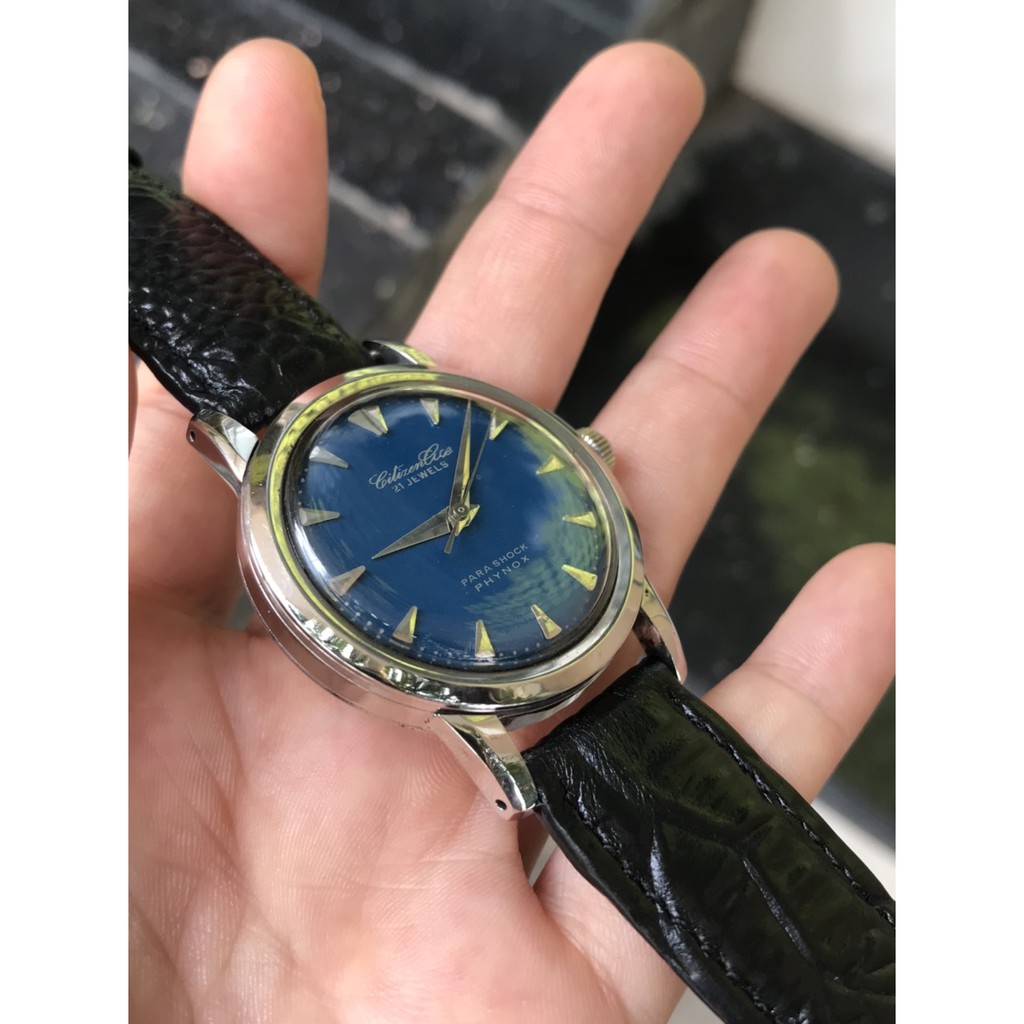 Đồng hồ nam CITIZEN CICE, cơ lên cót tay, 21 Jewels , mặt xanh - CHÍNH HÃNG