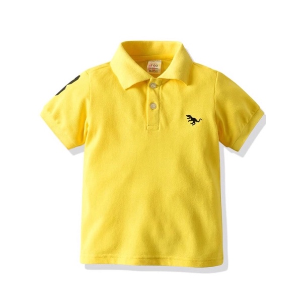 Áo thun polo thêu màu vàng cho bé từ 13 đến 28kg