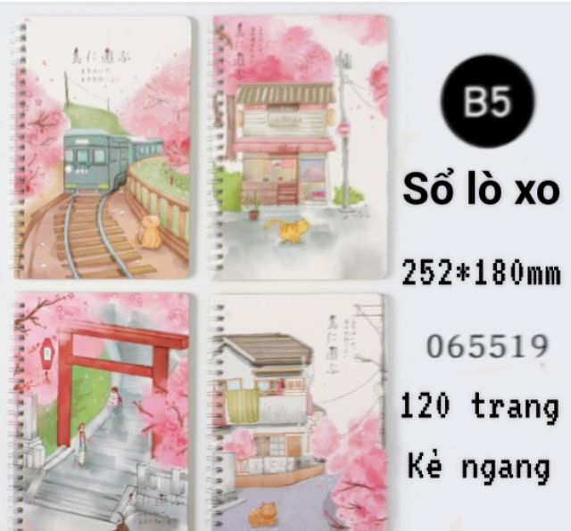 Sổ lò xo B5, tập sinh viên bìa đẹp 120 trang, giấy chống lóa ,kẻ hàng ngang