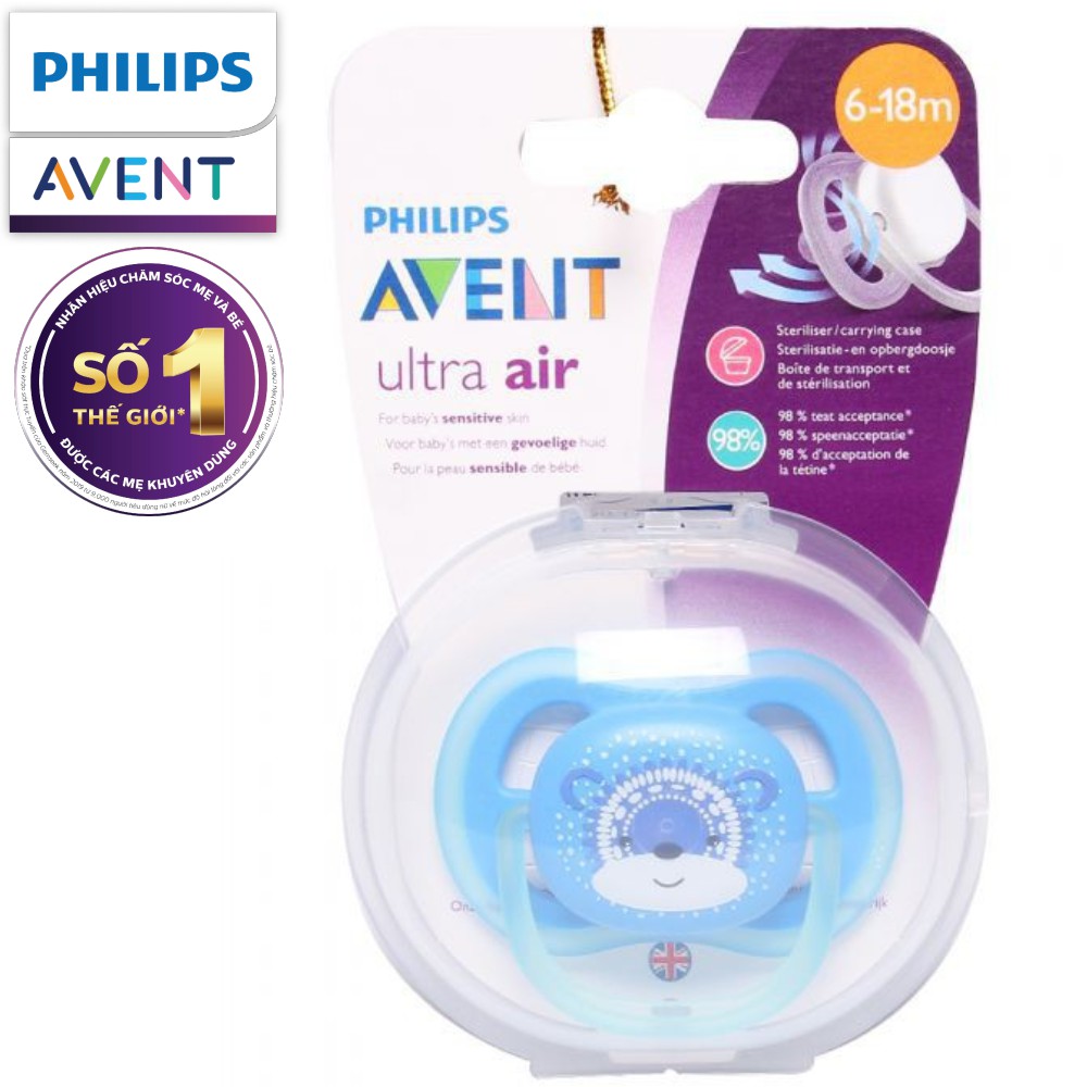 Núm Ty Ngậm Philips Avent Thông Khí hình Gấu cho trẻ từ 6-18 tháng tuổi - Vỉ Đơn SCF542/12