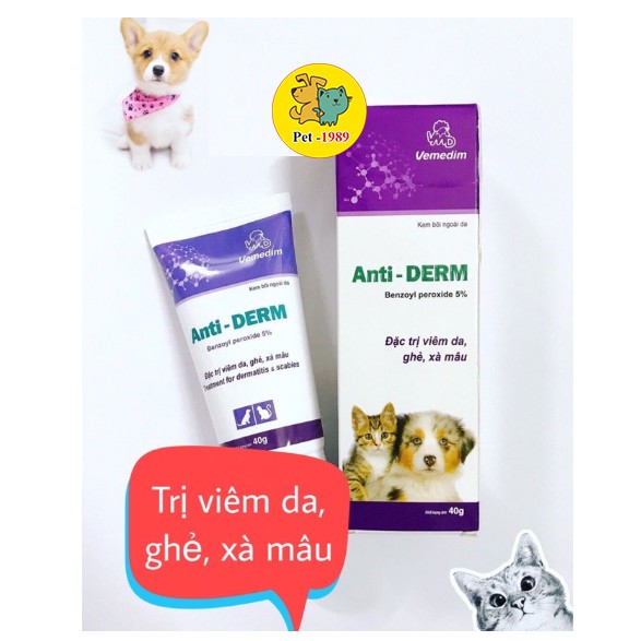 Anti Derm - Thuốc bôi ngoài da trị viêm da, ghẻ ngứa, xà mâu trên chó mèo Pet-1989