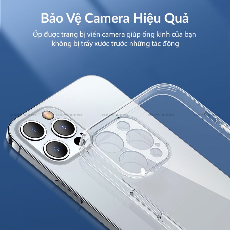Ốp Lưng Trong Suốt Sulada Crystal Phím Bấm Kim Loại Chống Sốc Lưng Cứng Bảo Vệ Camera Cho Ip 13 Pro Max 12 Pro Max