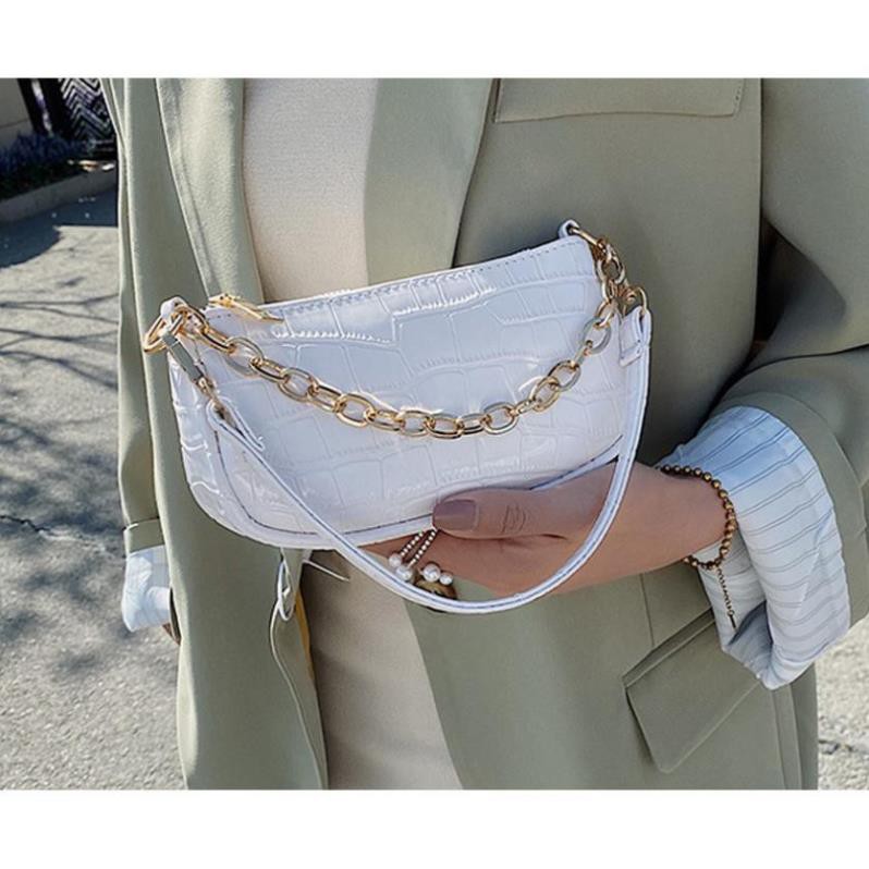 Túi Xách Nữ  Túi  Kẹp Nách Da Vân Cá Sấu Kết Hợp Dây Xích Thời Trang | BigBuy360 - bigbuy360.vn