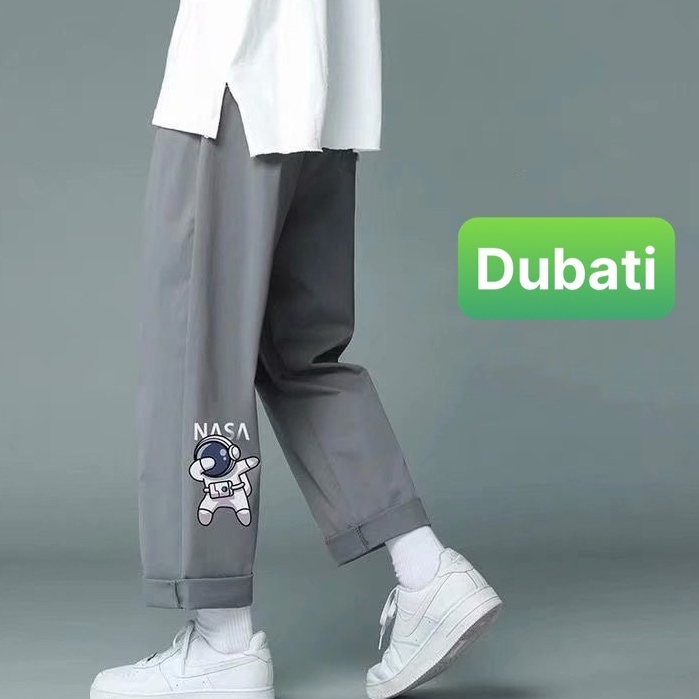 Quần baggy nam nữ Unisex ống rộng in hình Nasa - Kiểu quần Kaki Nam Nữ Ống Suông Basic Unisex  hot trend- dubati fashion