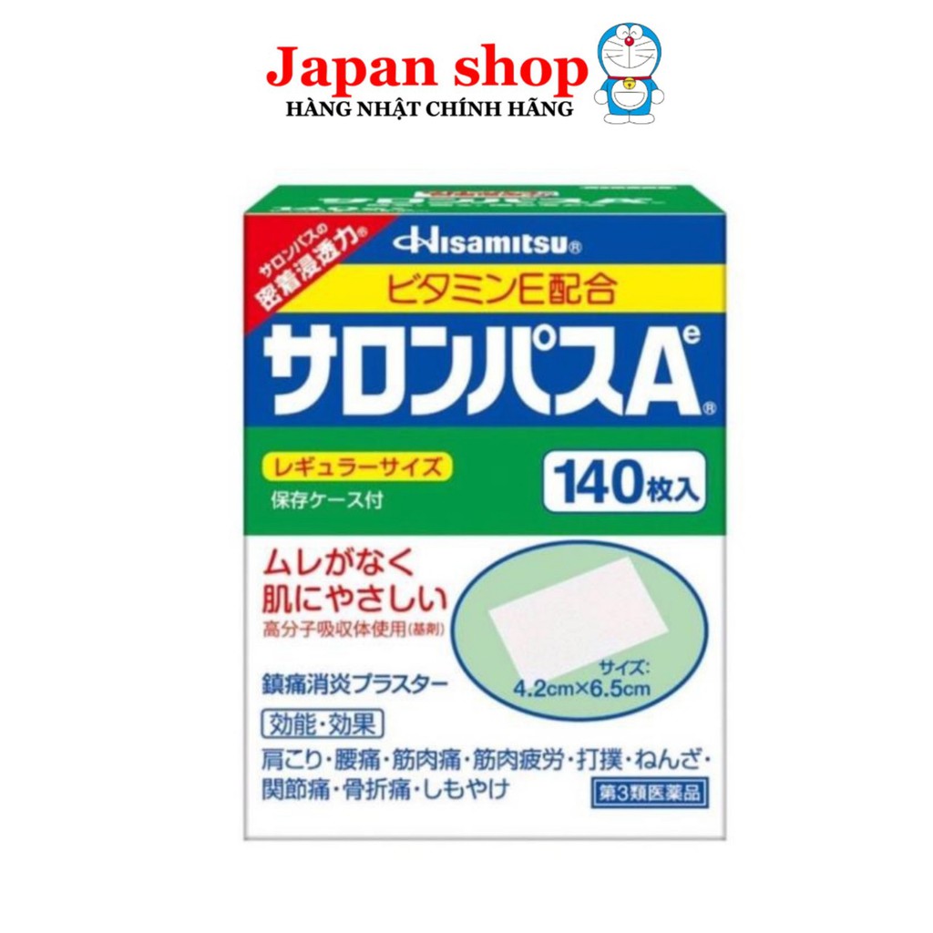 Miếng cao dán Salonpas Hisamitsu Nhật Bản hộp 140 miếng giảm nhanh các cơn đau .