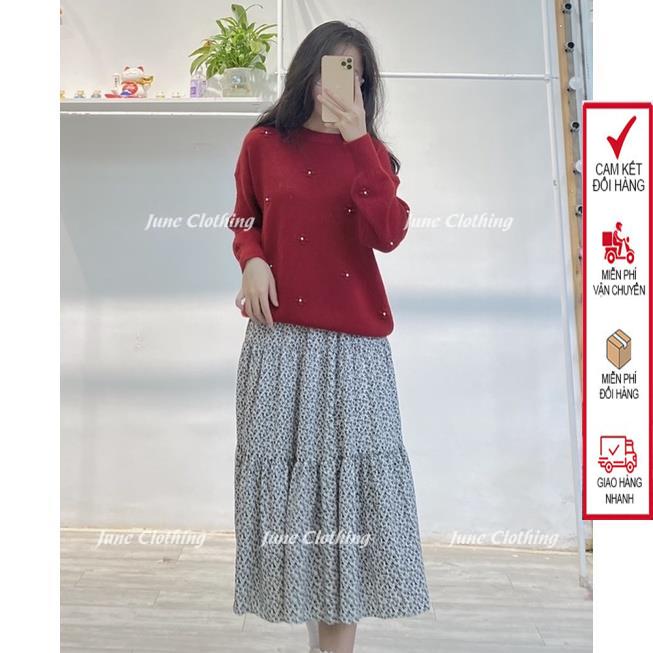 Áo len nữ J966 len cúc ngọc vintage Hàn Quốc siêu xinh