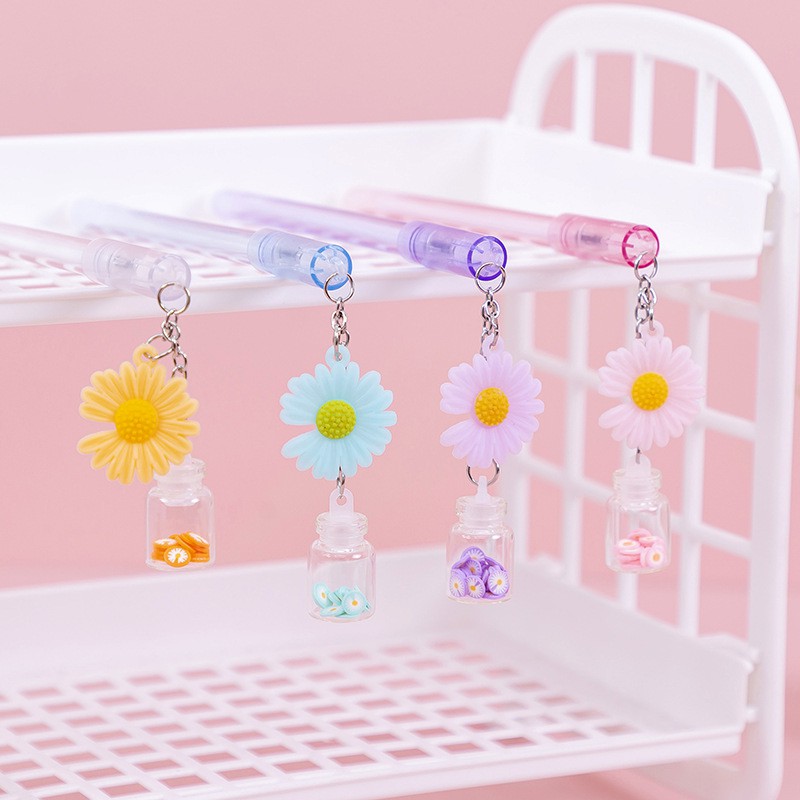 Bút gel nước mực đen có tag nhũ nhiều hình cute dễ thương 0.38mm