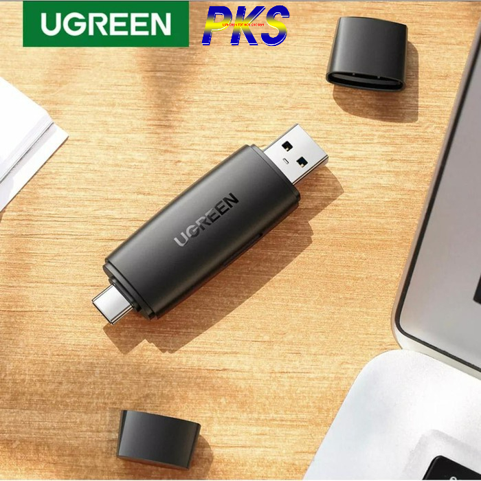 Đầu đọc thẻ nhớ SD,TF 2 trong 1 UGREEN 80191 USB và Type-C - Hàng nhập khẩu chính hãng