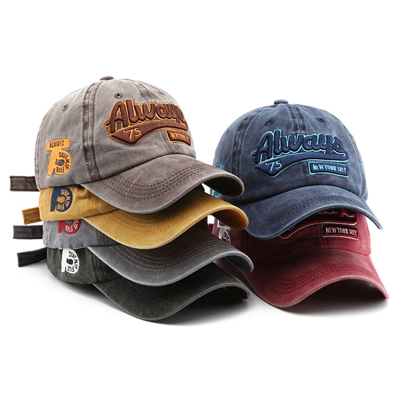 flowersqueen Mũ lưỡi trai thêu chữ thời trang cho nam nữ