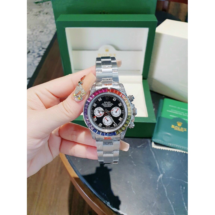 Đồng hồ đeo tay nam, đồng hồ nam ROLEX chính hãng full box cao cấp, 6 kim siêu đẹp, máy cơ Automatic, viền đá cực sang