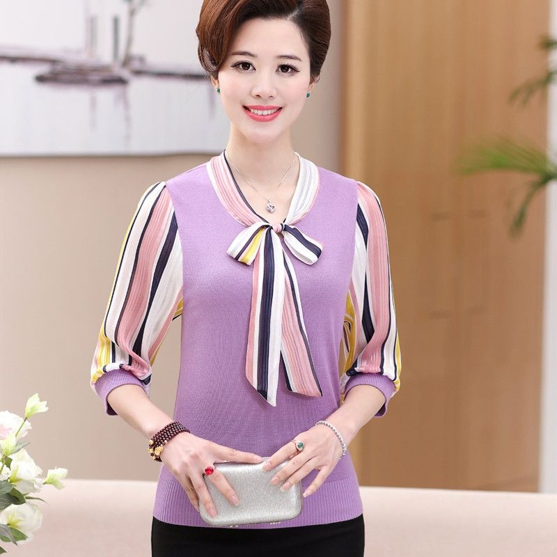 ÁO NỮ TRUNG NIÊN_ÁO THUN TĂM CỔ NƠ