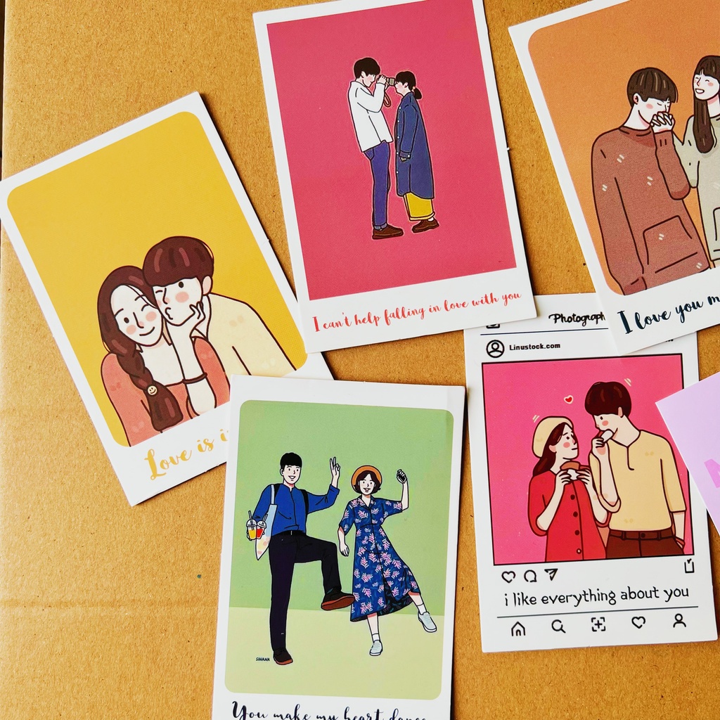 Thiệp Postcard Couple Hàn Quốc Decor, Thiệp Chúc Mừng Valentine, Sinh Nhật, Giáng Sinh, Lễ Kỉ Niệm, Thiệp Cảm Ơn