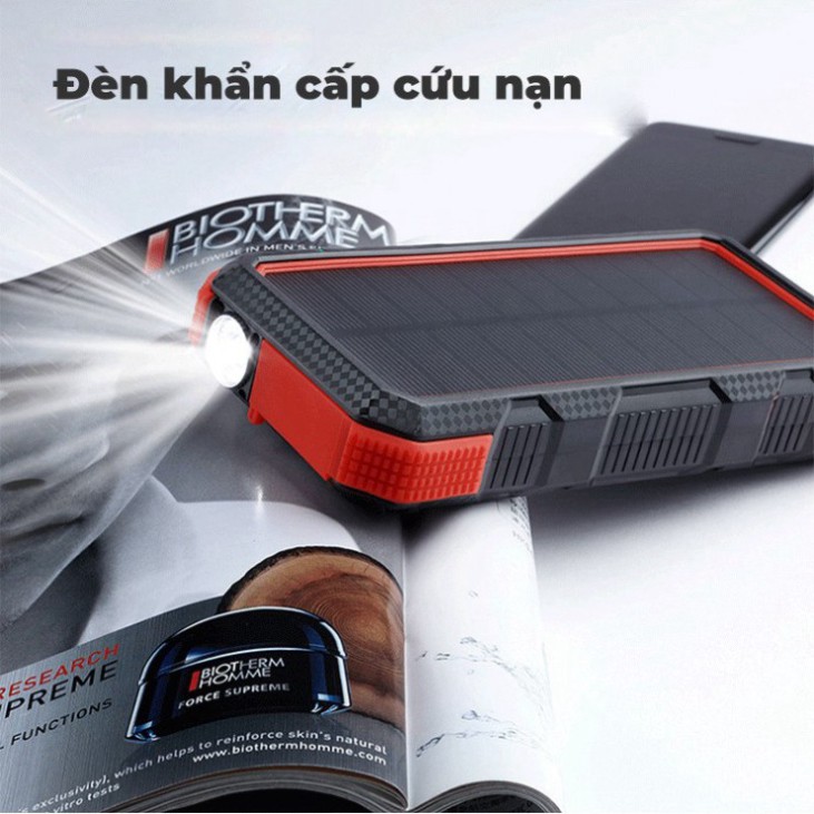 Sạc dự phòng năng lượng mặt trời 20000mAh sử dụng 2 cổng USB sạc nhanh 18W_Vimart