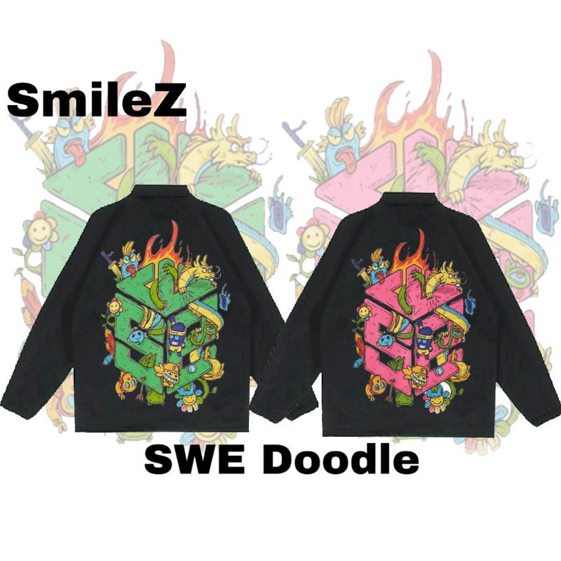 [Mã WAMT10K giảm 10k cho đơn 0k] Áo Khoác SWE Dragon Jacket Unisex Nam Nữ Form Rộng Cổ Bẻ Chất Dù 2 Lớp SmileZ