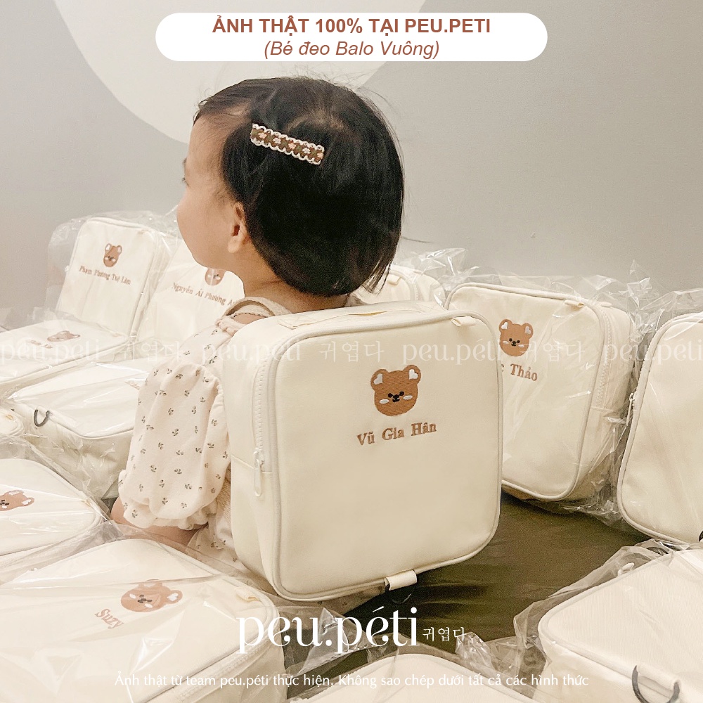 XẢ BALO THÊU TÊN BÉ THEO YÊU CẦU style Hàn giá tốt nhất Sàn- by peu.péti