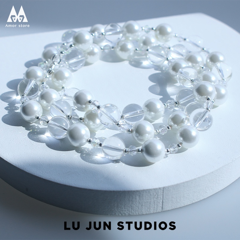 Hàng Chính Hãng Vòng cổ Ngắn Và Dài Hạt Ngọc Trai Pha Lê Bằng Thép Không Gỉ Cho Nam Và Nữ