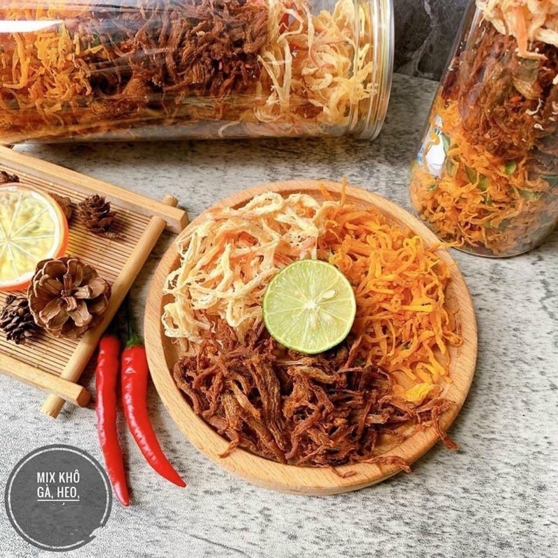 Khô mix 3 loại Mực - Heo - Gà - NTFood hũ 300gr - Nhất Tín Food