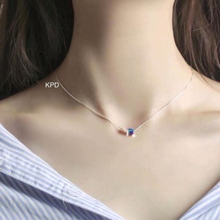 Dây chuyền nữ bạc mặt pha lê đổi màu bạc ý 925