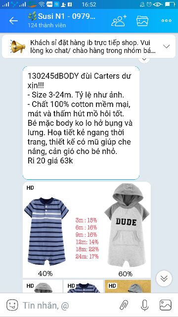 Sale body đùi kèm nón Carter ngày 10/10
