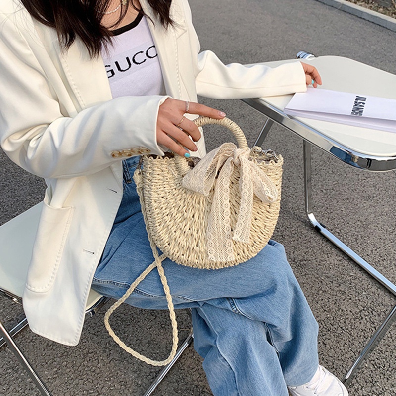 Túi Đeo Vai Bằng Vải Sợi Rơm Thời Trang Sành Điệu Cho Nữ