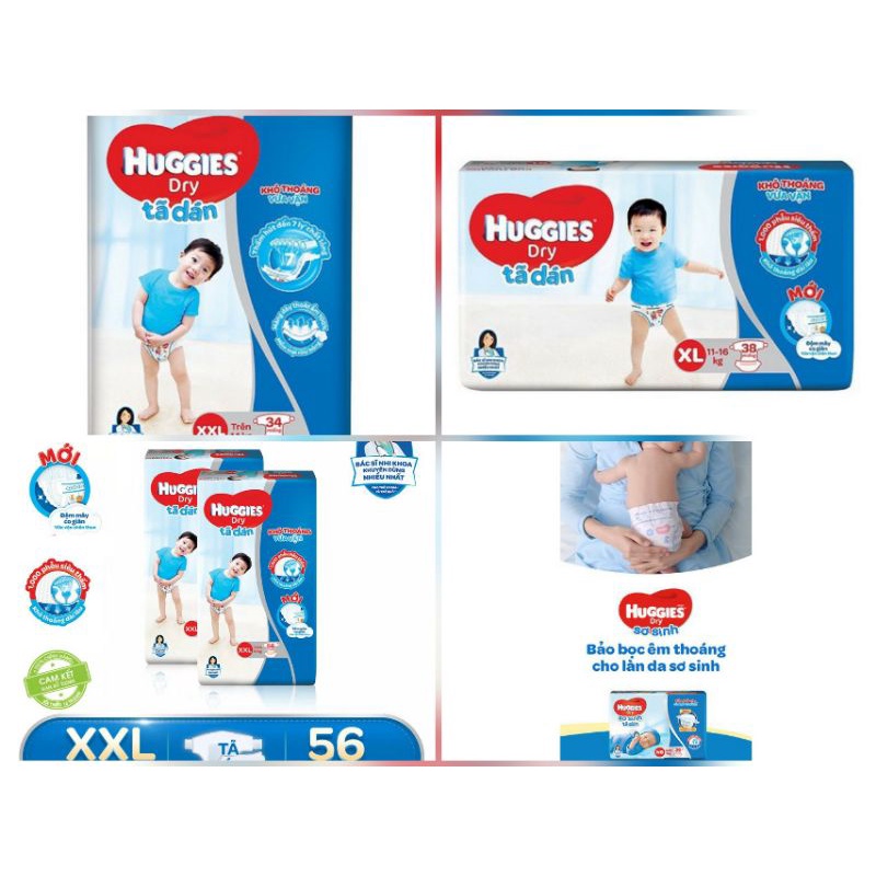 [Siêu Sock MUA 2 TẶNG 1] Bỉm Tã Dán Huggies XL38/ XXL34/ XXL56