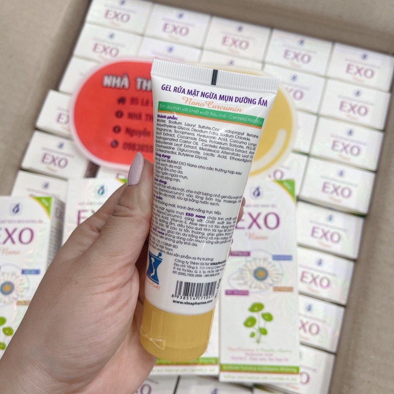 Gel rửa mặt EXO Nano ngừa mụn - dưỡng ẩm - sáng da - giảm thâm - êm dịu với chiết xuata rau má
