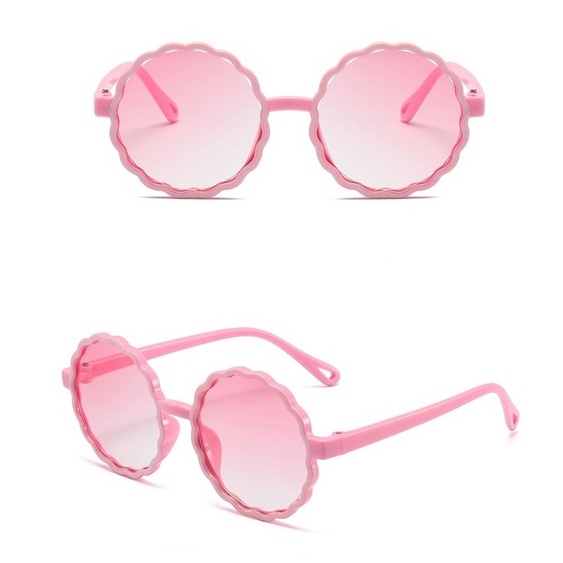 Kính Mát Gọng Tròn Chống Nắng Họa Tiết Hoa Thời Trang Cho Bé