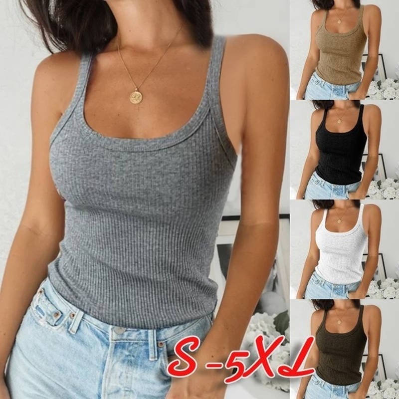 Áo hai dây không tay kiểu dáng ôm vừa vặn thời trang mùa hè cho nữ cỡ lớn S-5XL