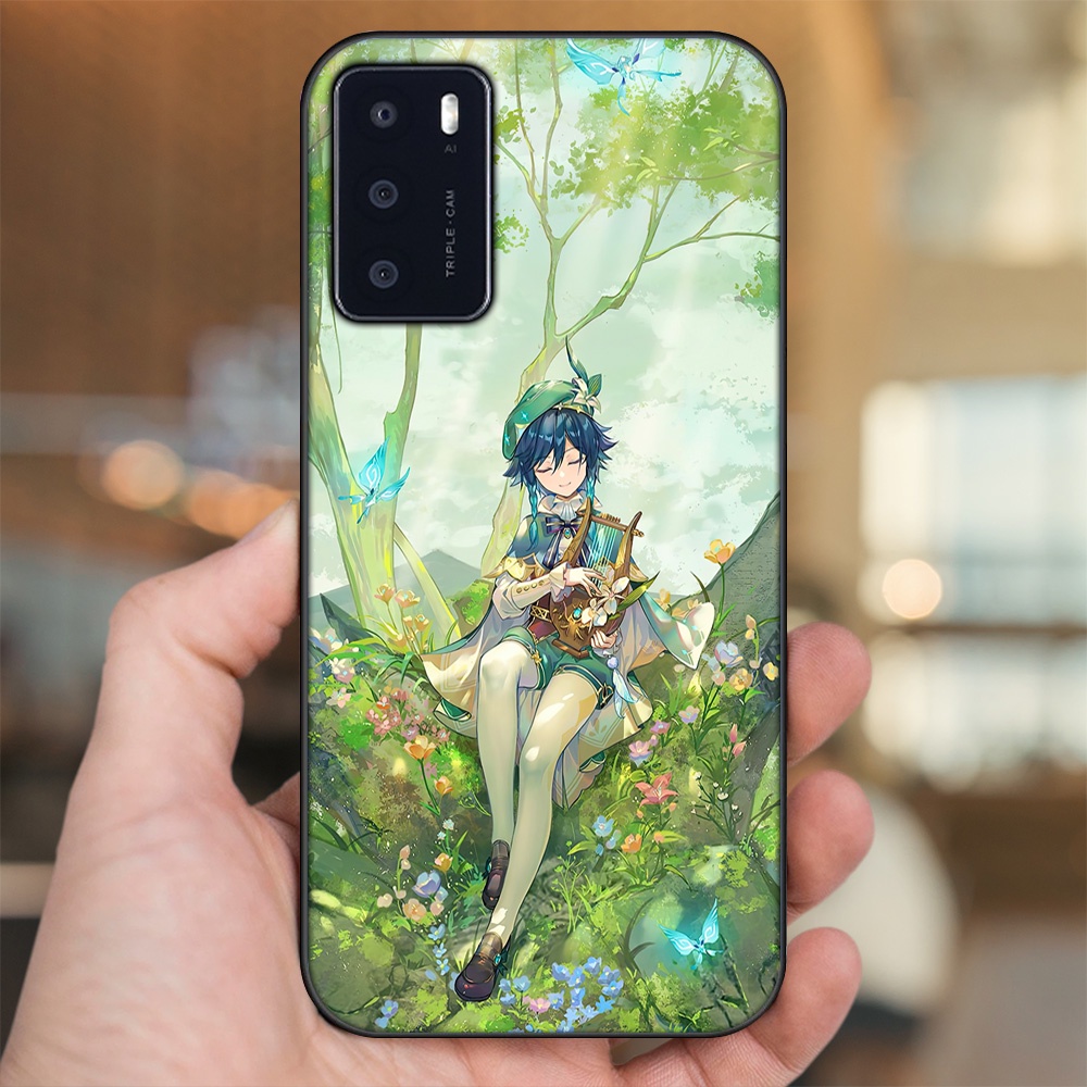 Ốp lưng Oppo A16 viền đen in hình Venti Genshin Impact