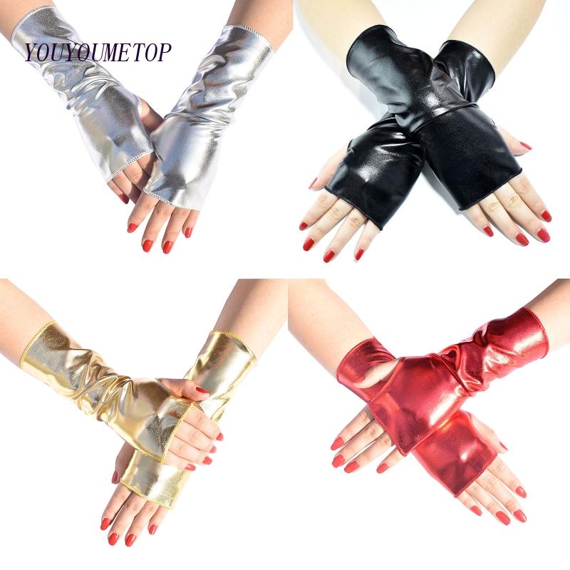 Găng Tay Da Bóng Hở Ngón Dùng Hóa Trang