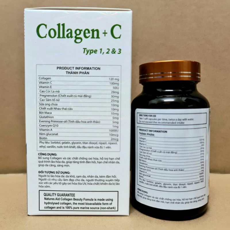 Collagen+C 16000mg đẹp da, chống lão hóa, mờ thâm, trắng da Hộp 60 viên | WebRaoVat - webraovat.net.vn