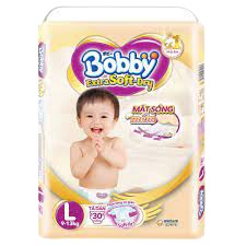 [Quà Tặng Cho Mỗi Gói) Bỉm/Tã Dán Bobby Vàng Siêu Mềm Extra Soft Dry L30 Cho Bé Từ 8 Đến 12kg