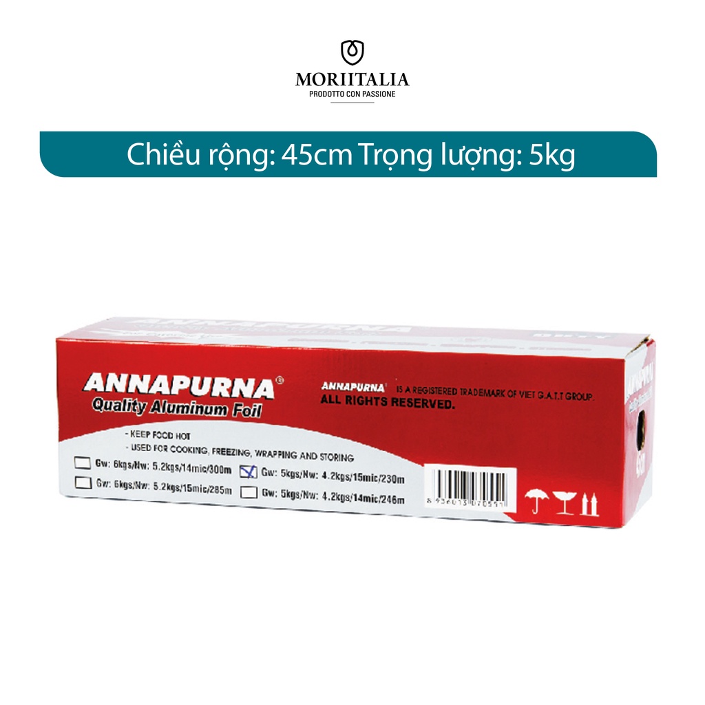 Màng nhôm (giấy bạc) Annapurna nướng thức ăn chịu nhiệt cao cấp Moriitalia MNTP09003025