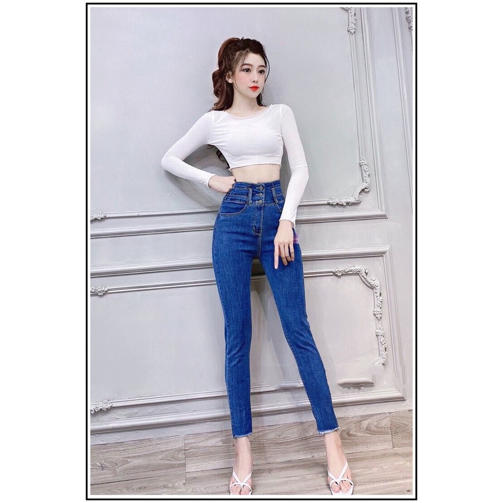 Quần jean nữ lưng siêu cao 3 CÚC Siêu Đẹp bảng size 26-34 chất jean giãn tốt 3h0-82