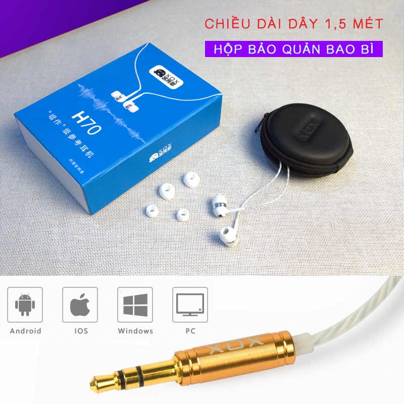 Tai nghe màn hình giắc cắm kim loại Chiều dài dây 1.5m loại Y XOX H70