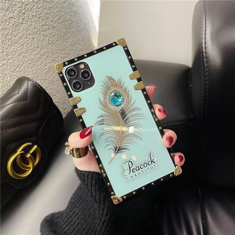 Thời Trang Ốp Điện Thoại Hình Vuông Đính Kim Cương Giả Cho iphone 14 13 12 pro max 11 pro max xs xr 6 6s 8 7plus