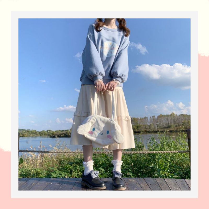 Chân váy xòe 2 tầng midi dáng dài hàn quốc,chân váy dài cho người lùn phòng cách hàn quốc màu be 01