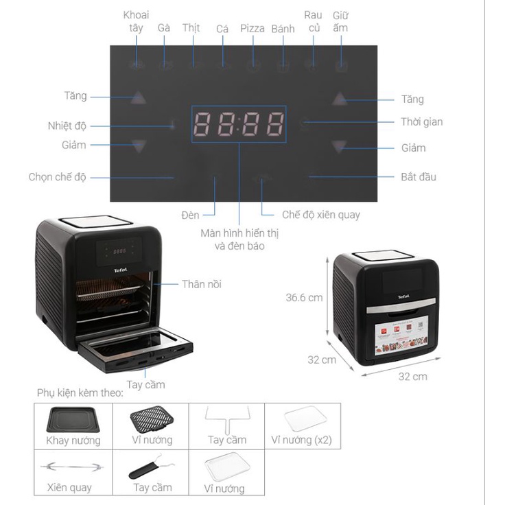 Nồi chiên không dầu Tefal 9 trong 1 Easy fry Oven Grill FW501815