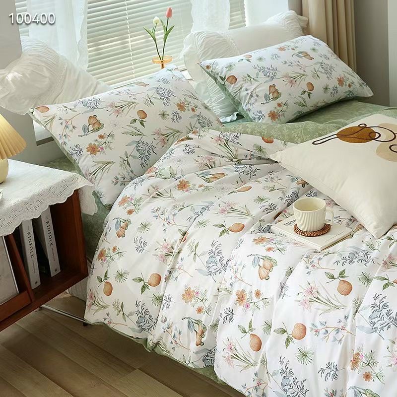 Bộ chăn ga gối cotton organic trái lê  SHOP vũ thị thơm