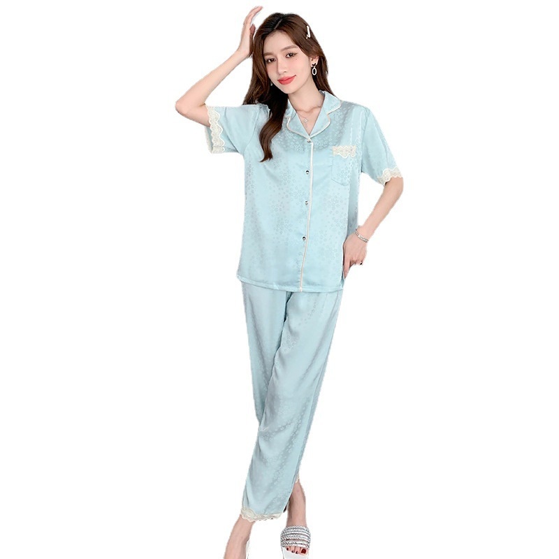 Bộ Đồ Ngủ Tay Ngắn Bằng Lụa Mát Thời Trang Xuân Hè Mới Dành Cho Nữ