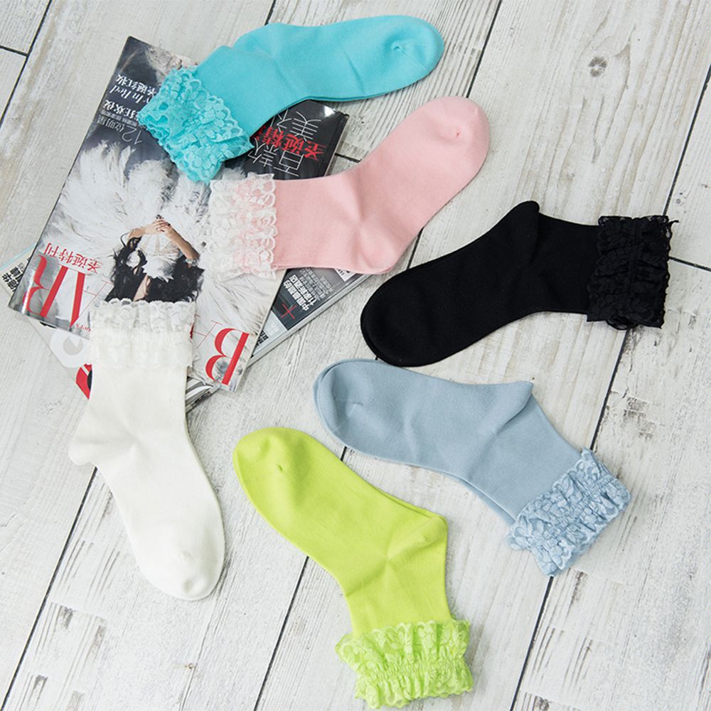 Vớ Cotton Phối Ren Phong Cách Cổ Điển Dành Cho Nữ