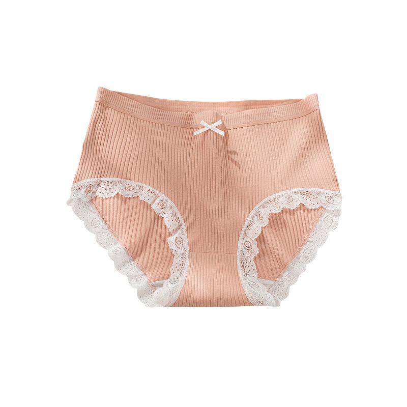 Quần Lót Cotton Màu Sắc Trơn Viền Ren Lưng Cao Cỡ Lớn Thoải Mái Thoáng Khí Cho Nữ