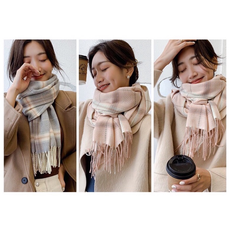 Khăn len quàng cổ kẻ Caro Cashmere cao cấp phong cách Hàn Quốc cho nam, nữ - TinyShop ❤️❤️❤️