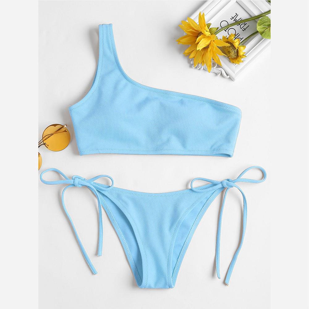 Bikini màu trơn phối dây cột quyến rũ